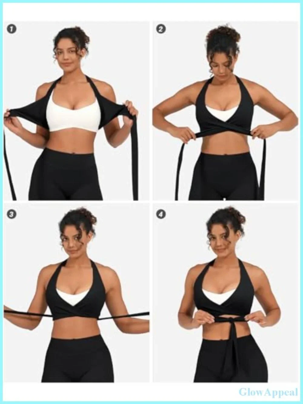 Halter Sports Bra Backless Padded V Neck Workout Top